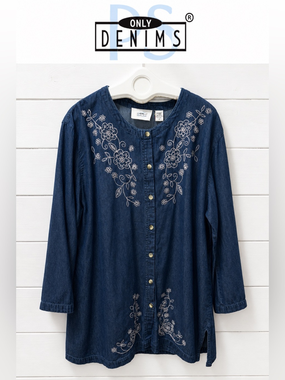 PS Only Denims Embroidered Denim Tunic – Size 3X